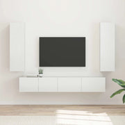 Set mobile TV 3 pcs Bianco Lucido Legno multistrato