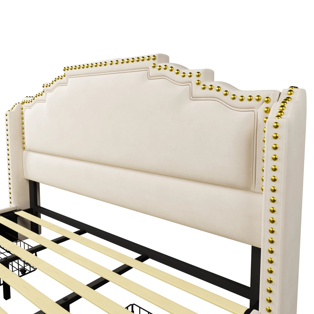 Letto matrimoniale 180x200 con 4 cassetti, LED e porte USB-C