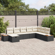 Set di Divani da Giardino  da 8 Pezzi con Cuscini Nero Polyrattan