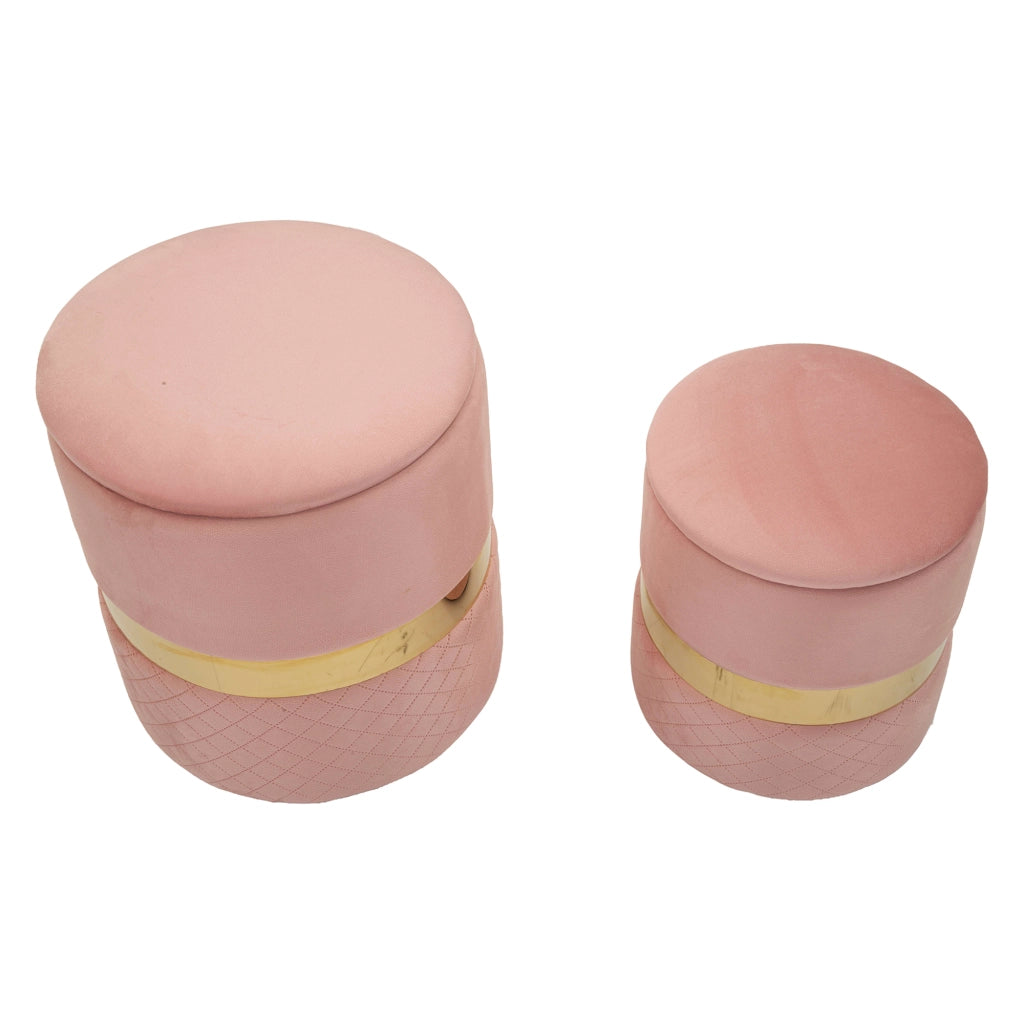 Maun, Pouf Contenitore set da 2, 37x37x42h cm Rosa
