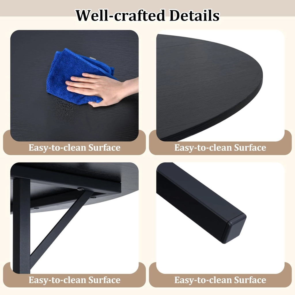 Tavolo da Pranzo Rotondo Ø 120 cm, adatto per 4-6 Persone, con 2 Ripiani, Piano Effetto Legno e Struttura in Metallo, Stile Industriale, Ideale per Cucina e Sala da Pranzo