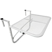 Tavolo da Ringhiera con Ganci ad Altezza Regolabile su 3 Livelli, in Metallo, 60x56.5x45 cm, Bianco