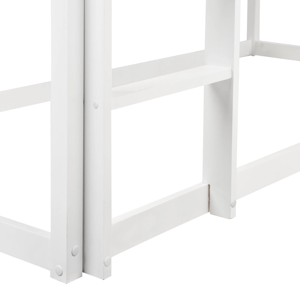 Letto a mezza altezza con rete a doghe 90 x 200 cm Struttura per bambini in legno di pino bianco