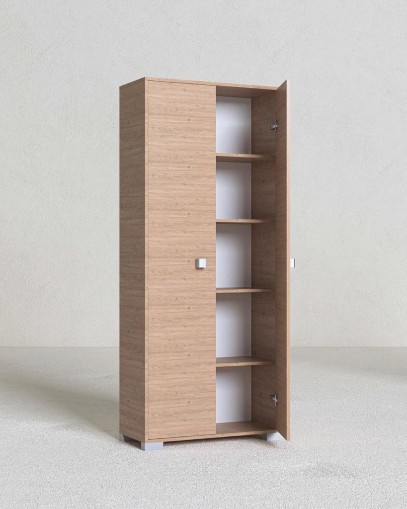 Armadio multiuso Clara 2 ante - Mobile contenitore dispensa salvaspazio - Colore virginia - 5 ripiani interni - 75x180x35 cm