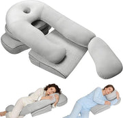 Sostegno corporeo 3-in-1 Ergonomico - Cuscino per il sonno - Cuscino per la schiena con apertura bracciale - Cuscino a forma di J - Sostegno per sonnatori laterali - 140 cm - Cuscino per il sonno