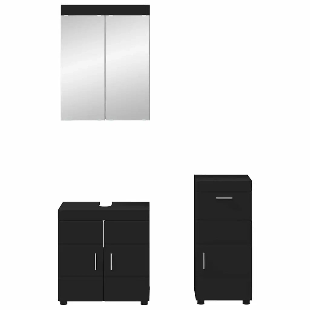 Set di mobili per il bagno TULUM 3 pcs Nero 60 x 34 x 63 cm 3398025