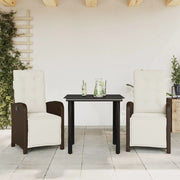 Set BistrÃ² 3 pz con Cuscini Marrone in Polyrattan