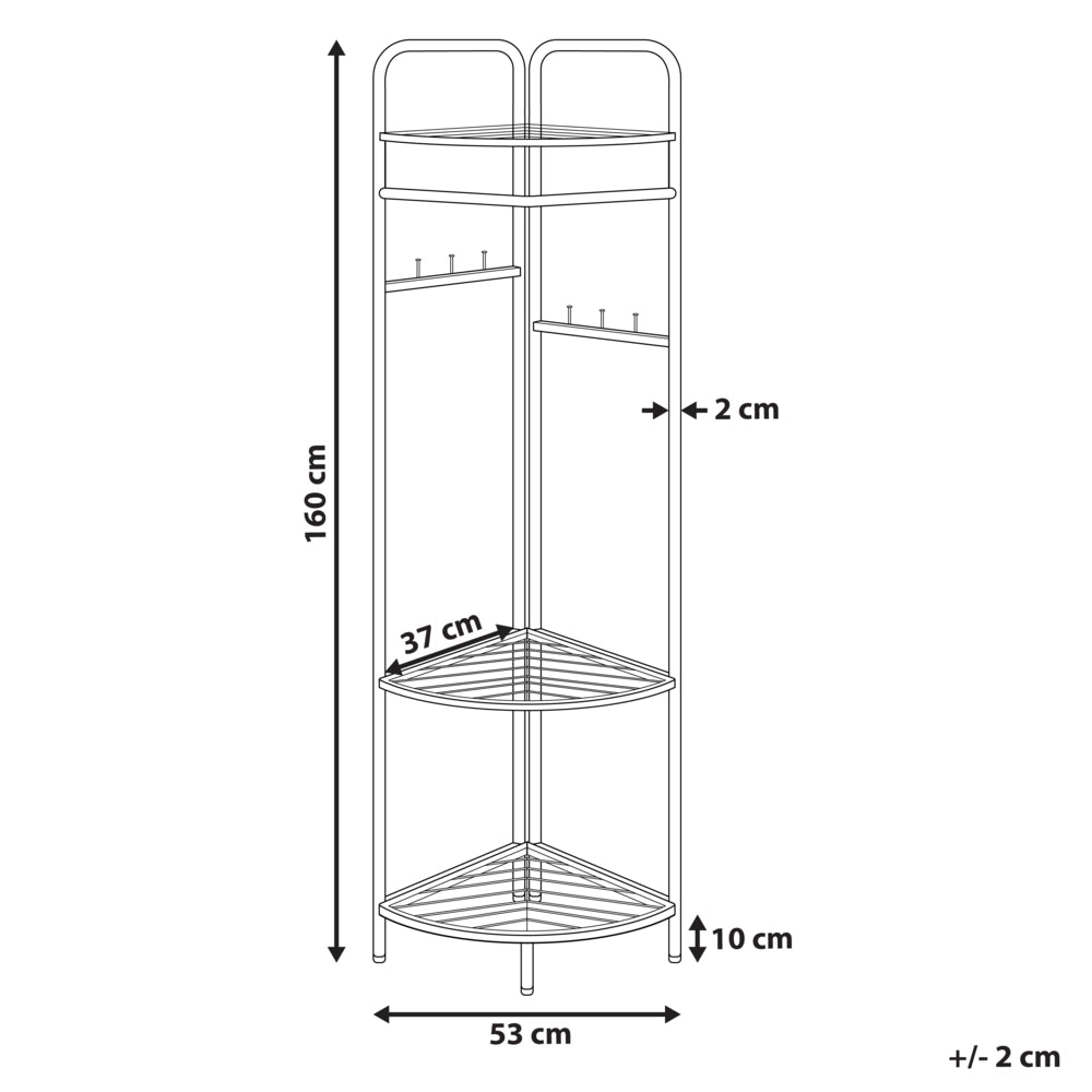 Appendiabiti in acciaio e metallo nero da 160 cm con ripiani e scaffali stile Glamour Industriale