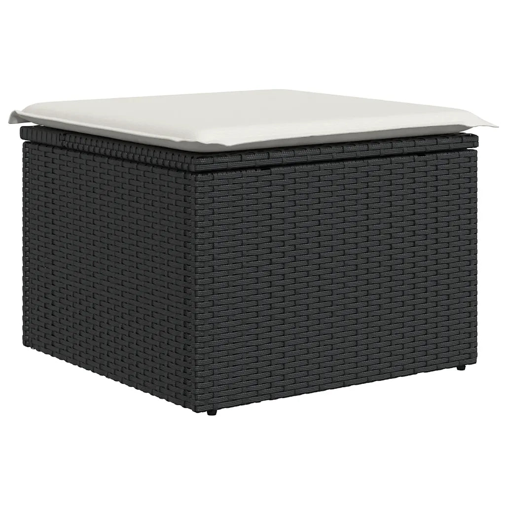 Set Divani da Giardino con Cuscini 7pz Nero Polyrattan
