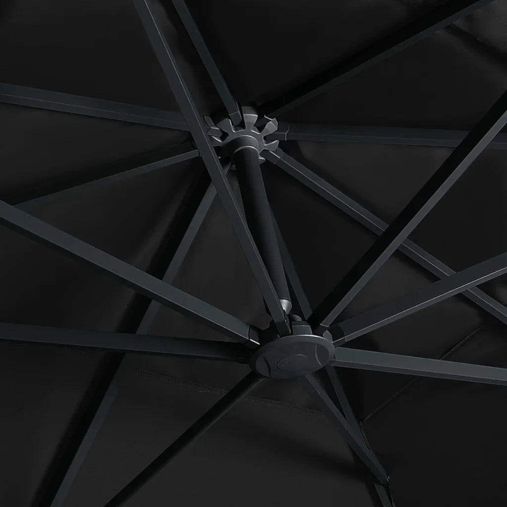 Ombrellone a braccio con illuminazione LED regolabile 400 x 300 cm poliestere nero 02_0045932
