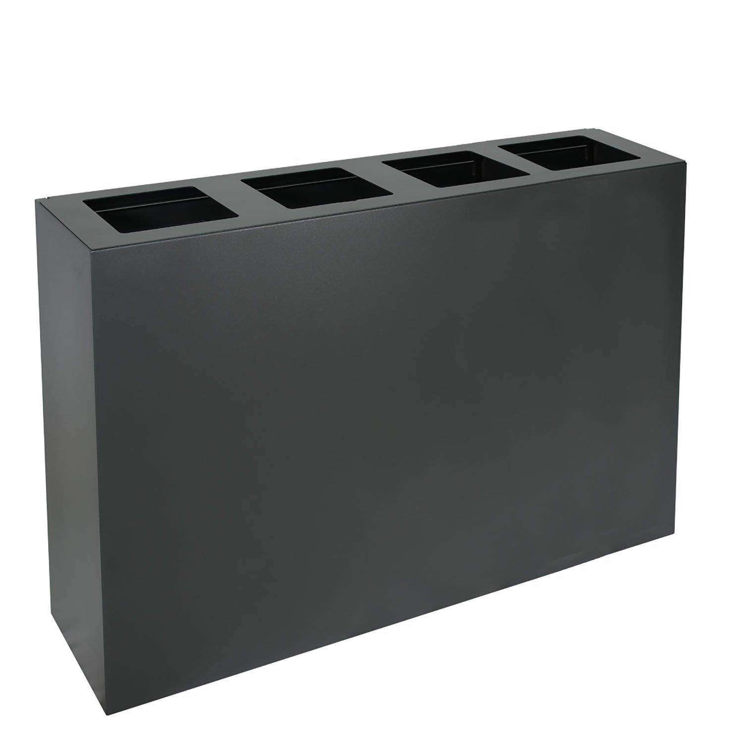 Pattumiera per Raccolta Differenziata 4 Scomparti Capacità 240 lt 120x30x80 cm in Acciaio Antracite