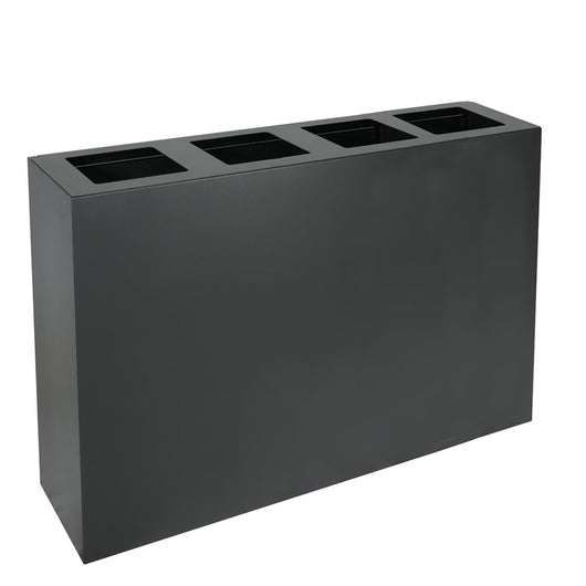 Pattumiera per Raccolta Differenziata 4 Scomparti Capacità 240 lt 120x30x80 cm in Acciaio Antracite