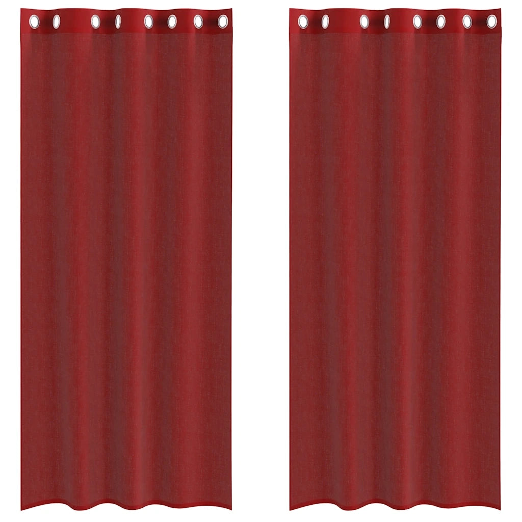 vidaXL Tende in Voile con Occhielli 2 pz Rosso Vino