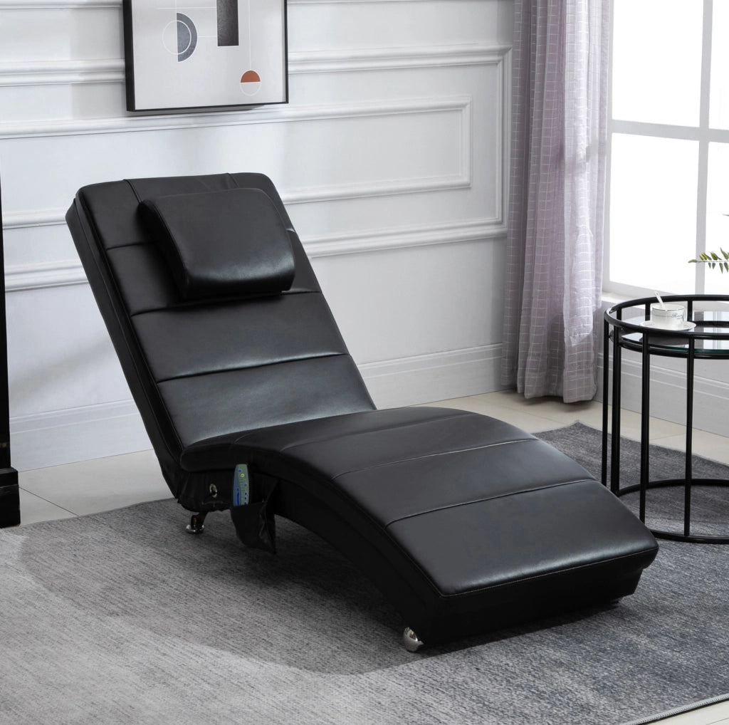 Chaise longue massaggiante nera con 8 punti di massaggio