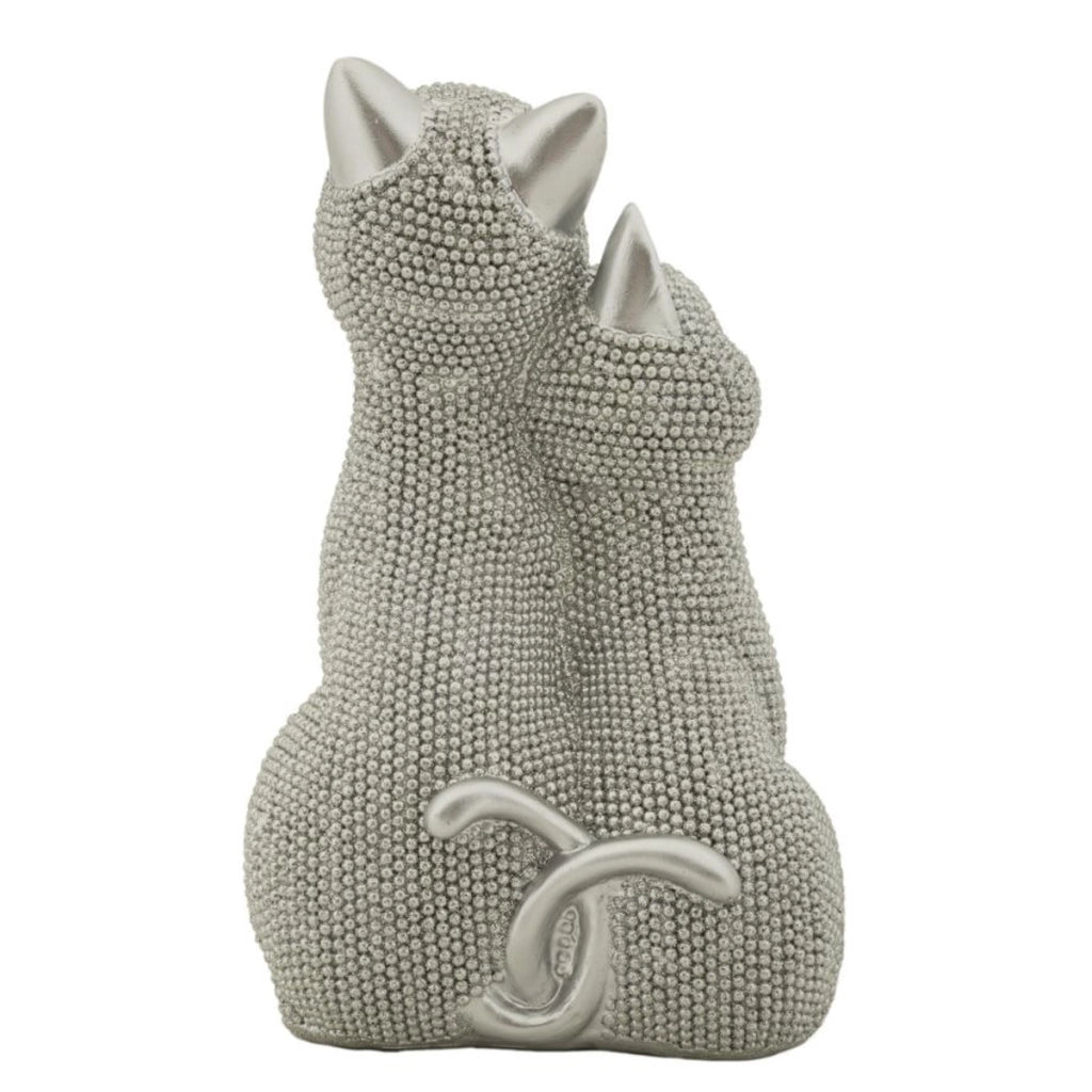 Scultura Gatti 1, Argento, Poliresina, 13x10x21 cm