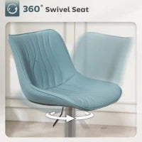 Set di 2 sgabelli da bar, con struttura in acciaio, altezza regolabile 92-110 cm, schienale e poggiapiedi, Blu