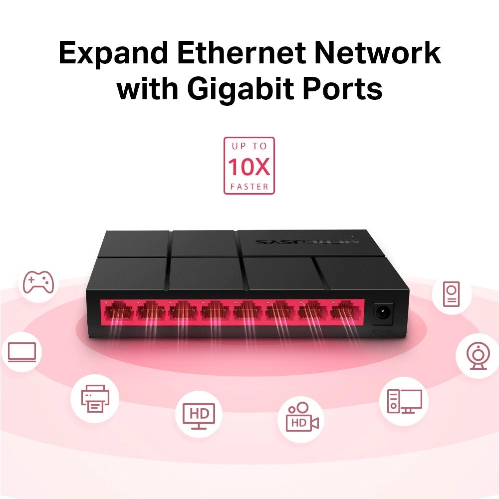 Switch Desktop 8-Porte 10/100/1000Mbps - Mercusys MS108G