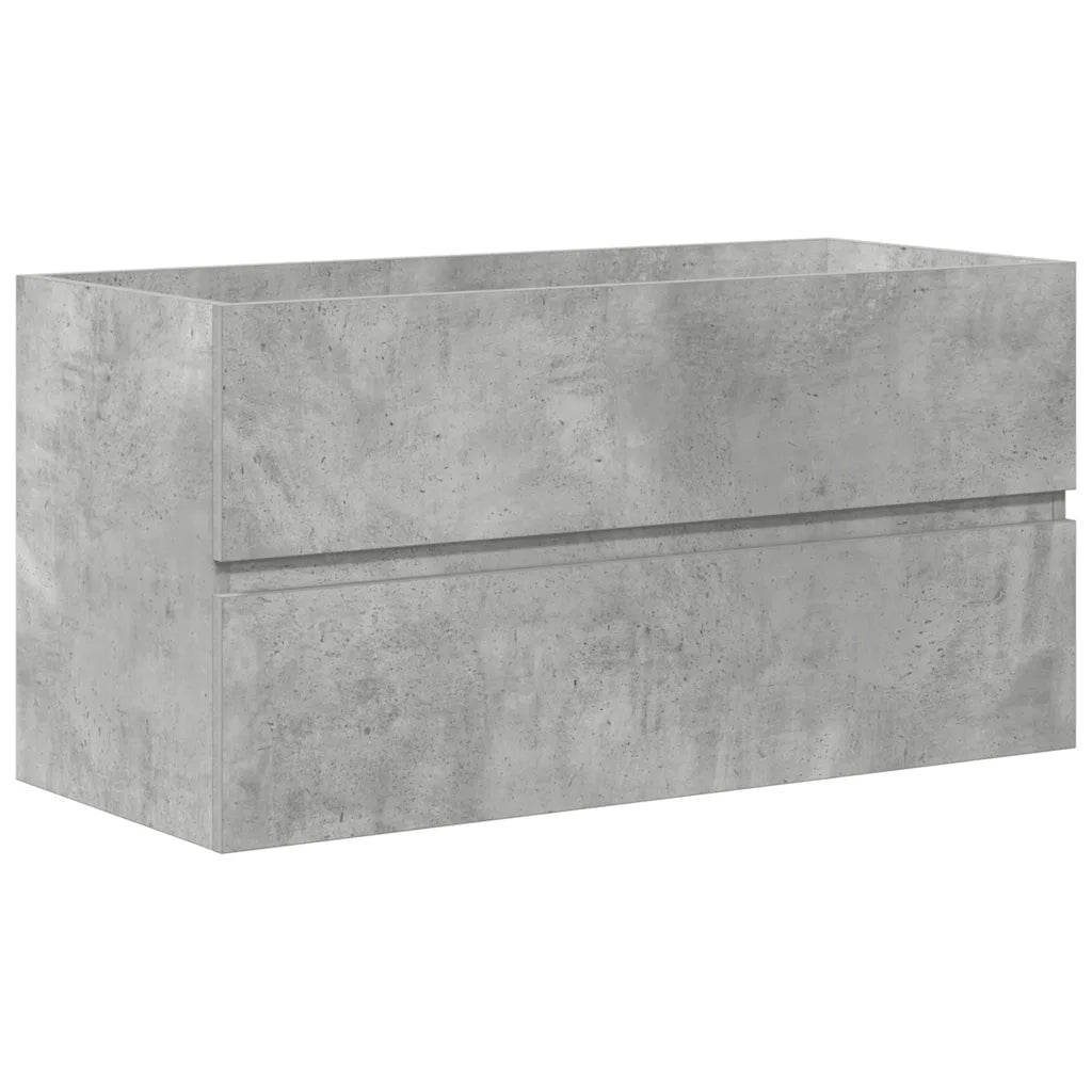 Set Mobili da Bagno 2 pz Grigio Cemento in Legno Multistrato