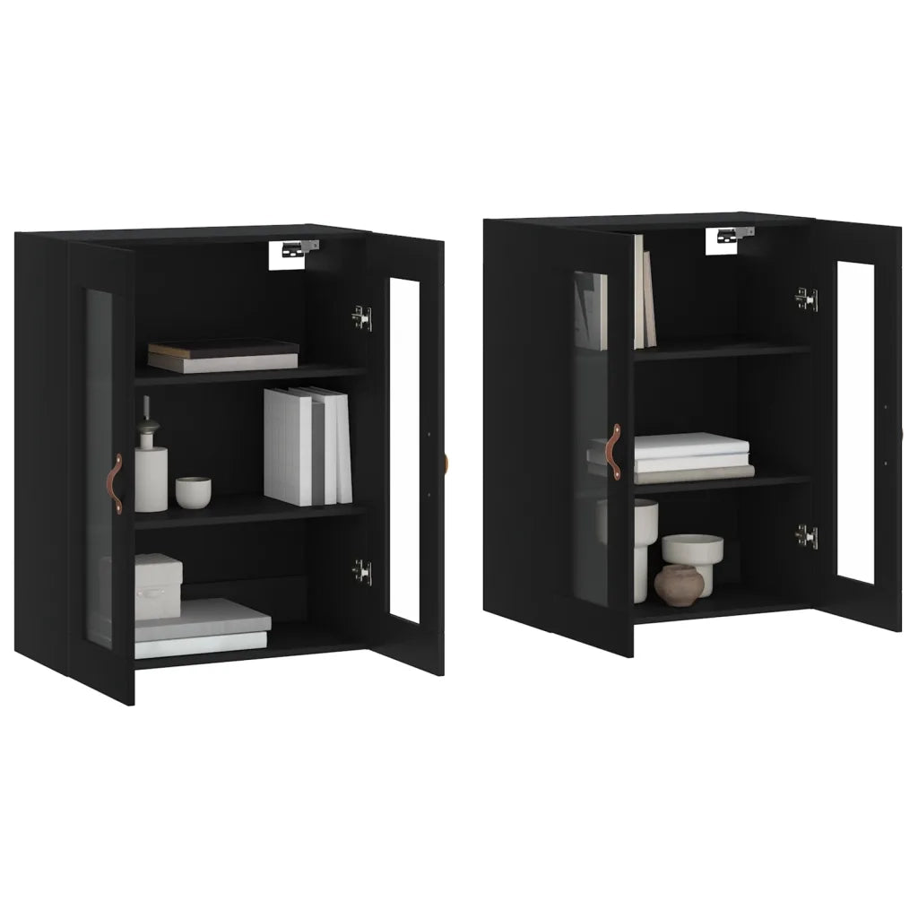 Armadietti a Parete 2 pz Neri in Legno Multistrato 3197914