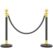 Colonnine Segnapercorso in Acciaio Inox con Corda Vellutata Nera di 1.5 m e Base Riempibile, Ø32x96 cm