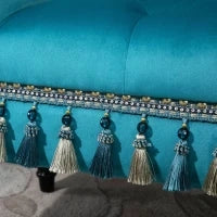 Panca Fondo Letto Imbottita in Gommapiuma, Legno e Poliestere, 117x40x58 cm, Blu