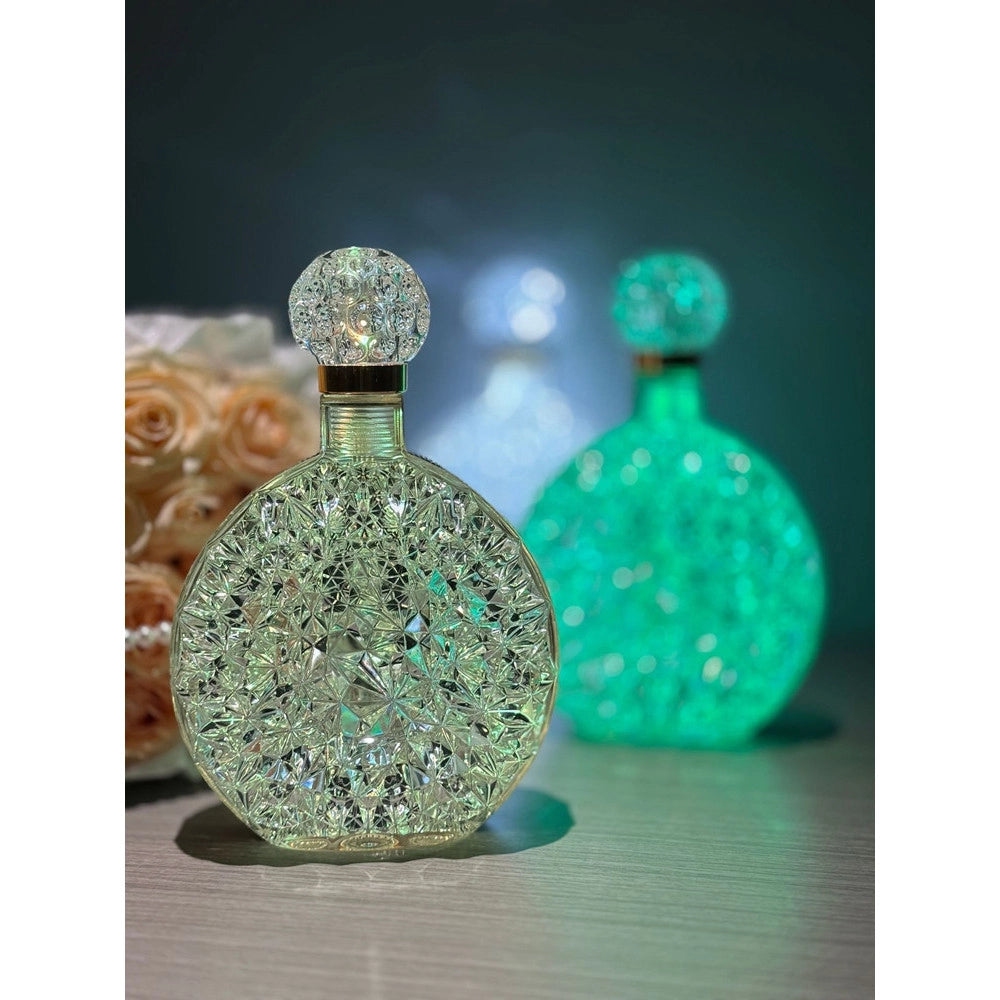 Trade Shop - Lampada Da Tavolo Luce Notturna D'atmosfera Cristallo Bottiglia Vino Ricarica Touch -