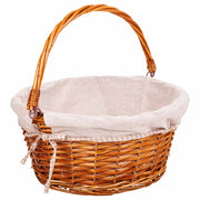 Cesto in vimini foderato con manico pieghevole marrone d37x17/30h