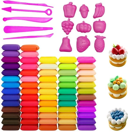 Modellatrice per Bambini/Adulti Ultralight - 64 Colori - Con 14 Strumenti - Asciuga al Vento - Giocattolo Creativo - Adatto per Bambini/Volontari - Modello di Modellatrice per Bambini/Adulti
