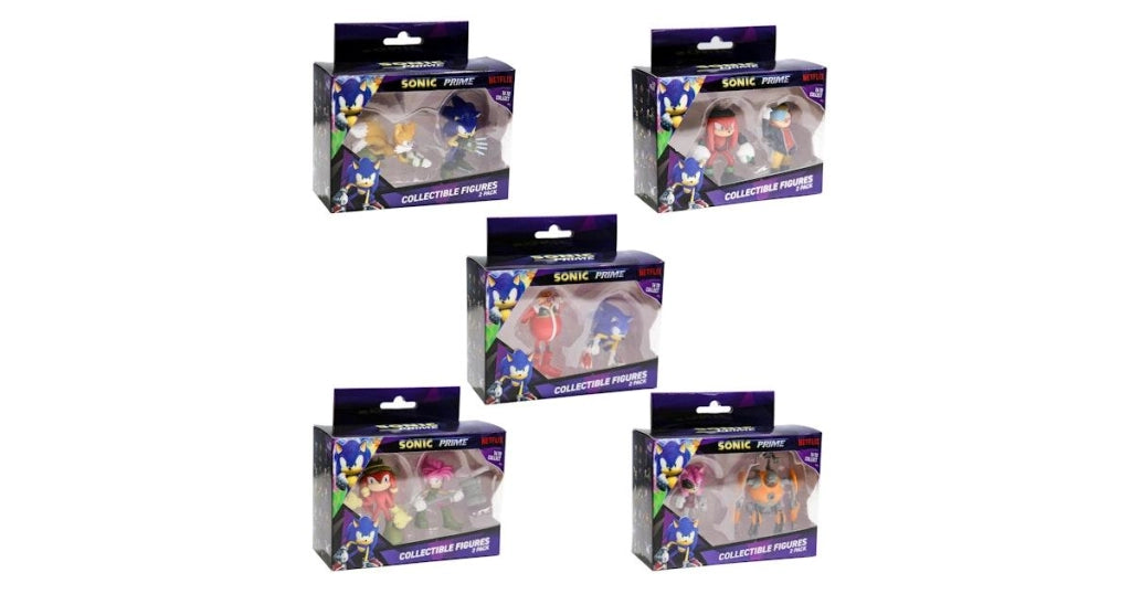 Sonic Prime,Pack 2 figure 6,5 cm, 1 pezzo casuale,WIldabrain,Età 3+