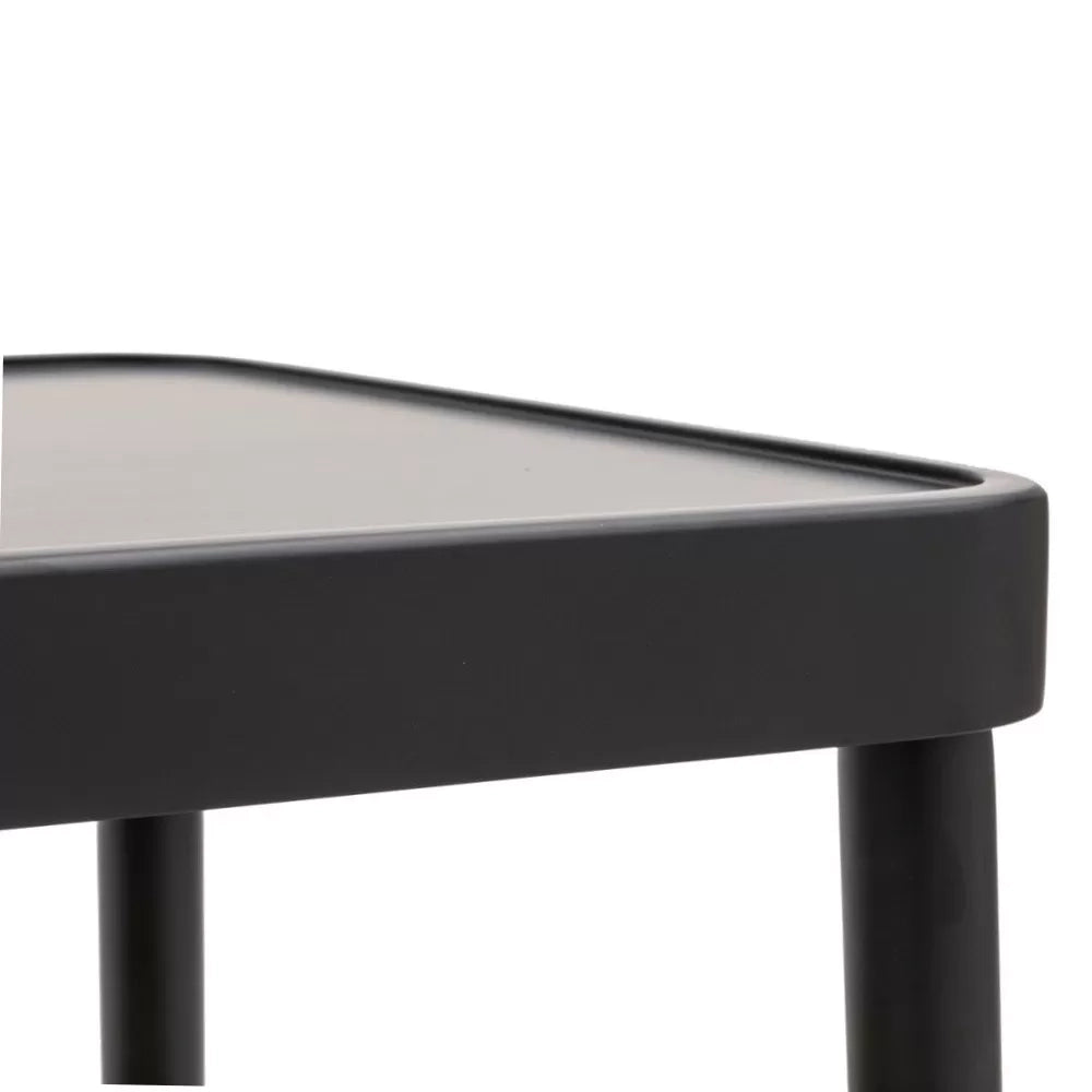 Tavolino contemporaneo legno paglia nero shabby 100x50x43 - Mobili 2G