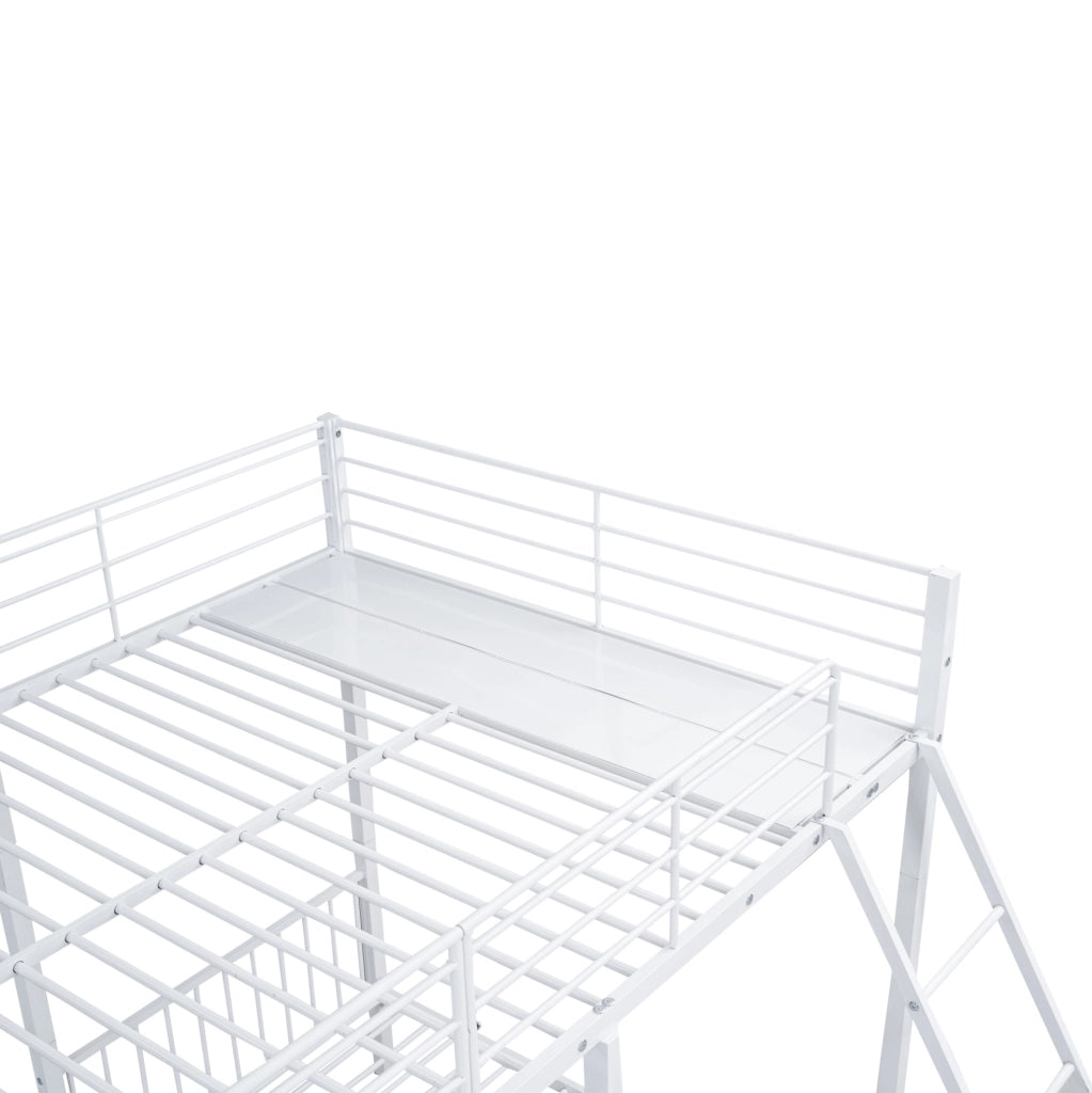 Letto a tre livelli in metallo bianco 140x200 cm; trasformabile in 3 letti separati con 2 cassetti