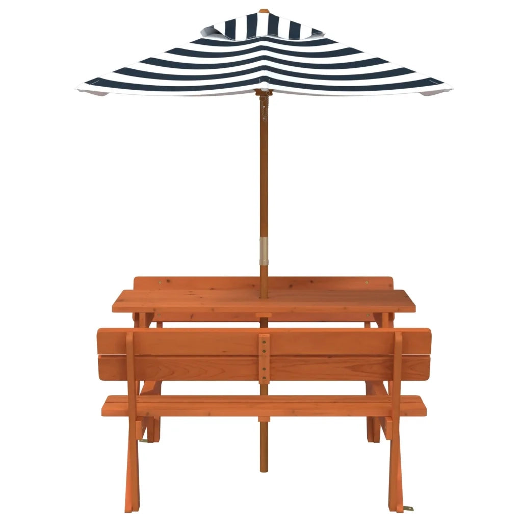Tavolino da Giardino | Tavolo da Picnic per 4 Bambini con Ombrellone Legno di Abete