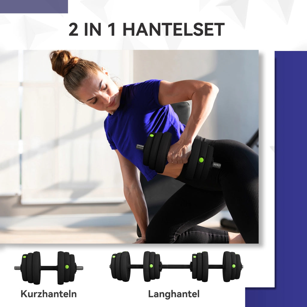 Set di manubri 2 in 1 ¨C zephmum ¨C 25 kg, Nero/Verde