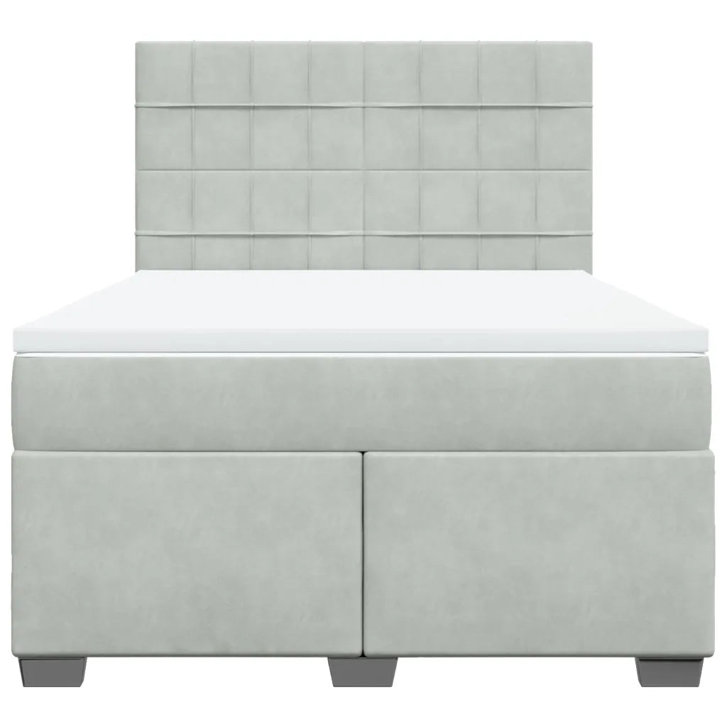 Giroletto a Molle con Materasso Grigio Chiaro 140x190cm Velluto