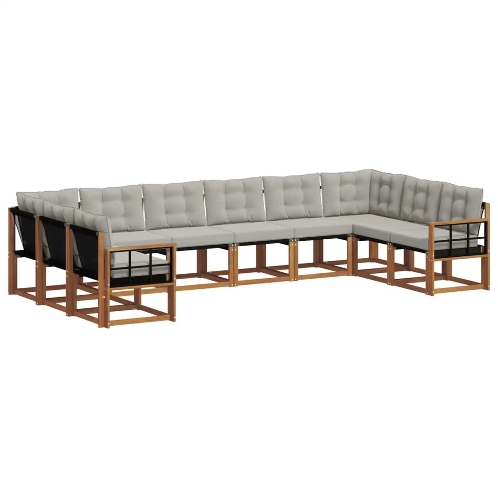 Set di divani da esterno 10 pcs Grigio Naturale e Chiaro 3369102