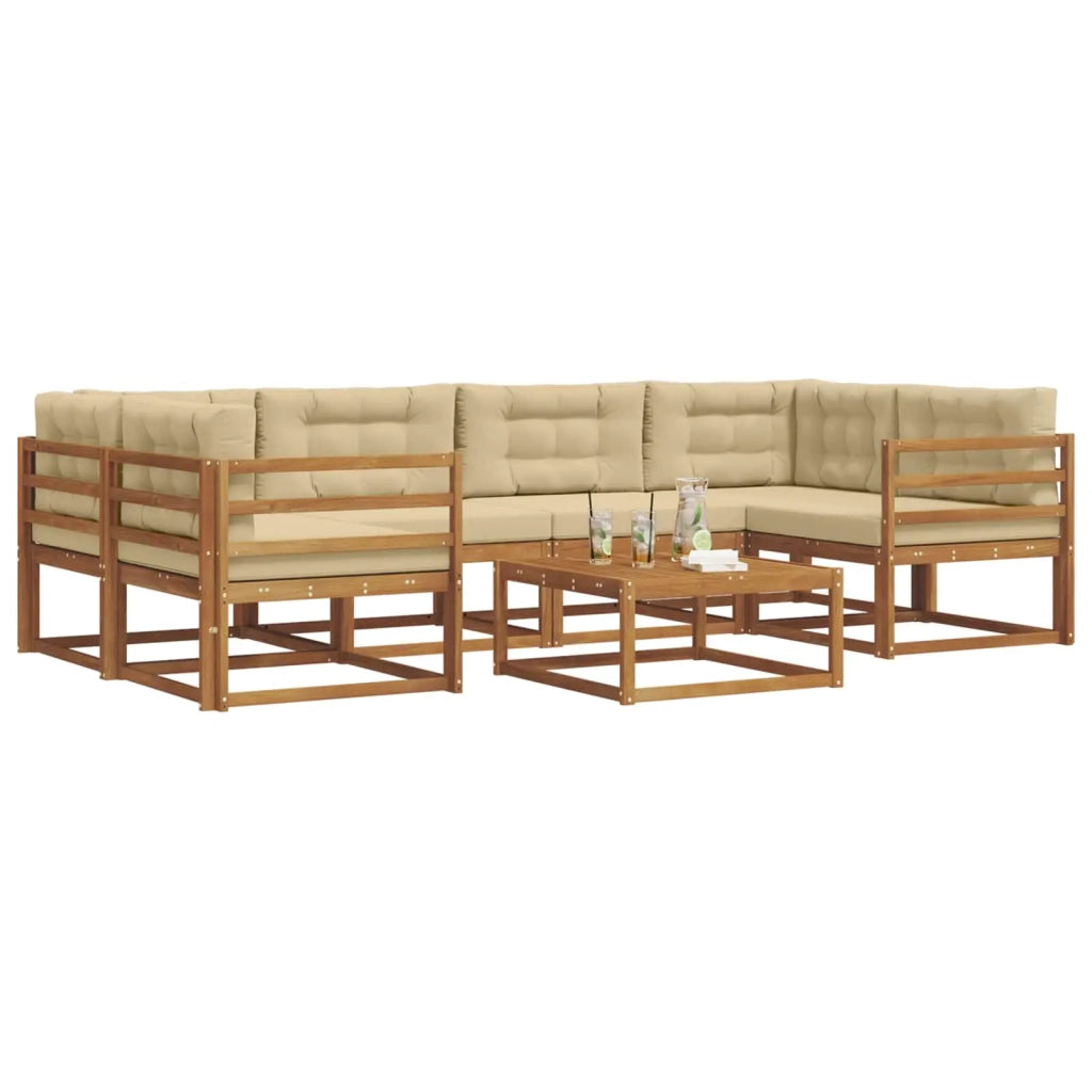 Set di divani da esterno con cuscino 7 pcs Naturale e Beige 3367251