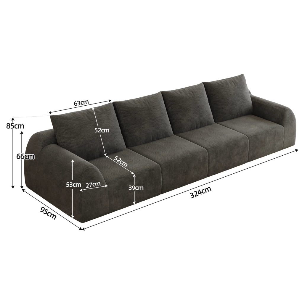 Divano 324 cm in ciniglia, grigio scuro