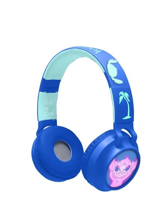 Cuffie pieghevoli Bluetooth e leggere con cavo con design 3D dell'universo Stitch con limitazione del volume