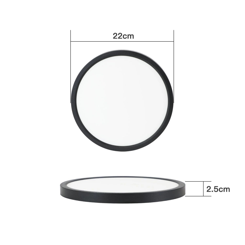ZMH Lampada da soffitto LED nera IP44 23cm facile installazione