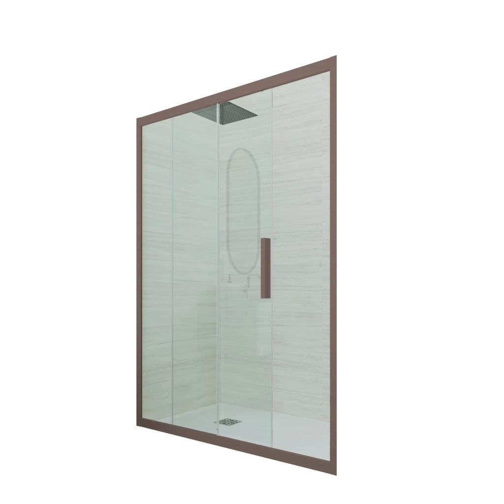 Porta doccia scorrevole 100 CM H 200 Vetro Trasparente Profilo Chocolate mod. Deco