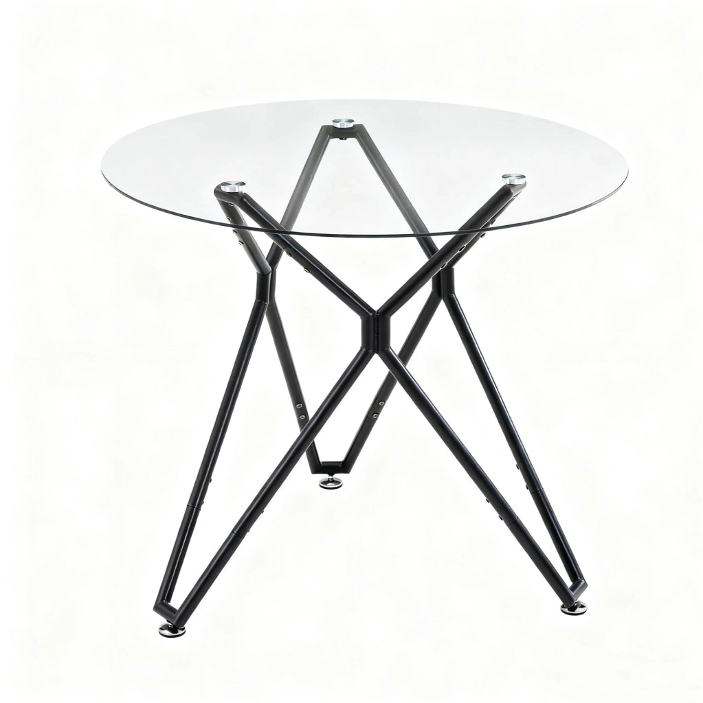 Tavolo da pranzo moderno in vetro temperato 90 cm; nero
