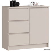 Comò JERRY Cashmere 80 cm 1 anta 3 cassetti 2 ripiani 80x35x77 cm