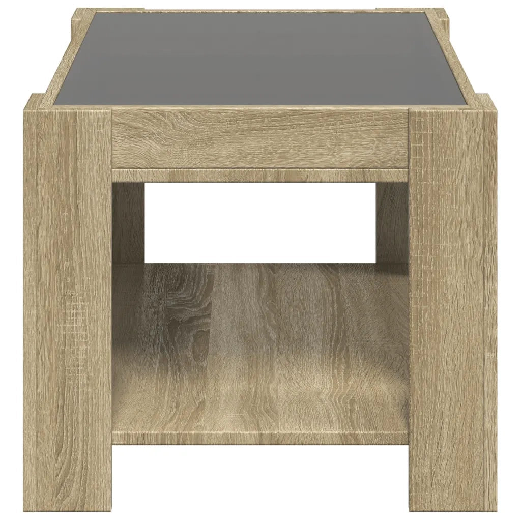 Tavolino salotto | Tavolino da caff¨¨ | Tavolino da Soggiorno con LED Rovere Sonoma 73x53x45 cm Multistrato