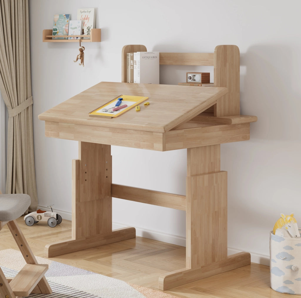 Scrivania regolabile in legno per bambini con piano inclinabile