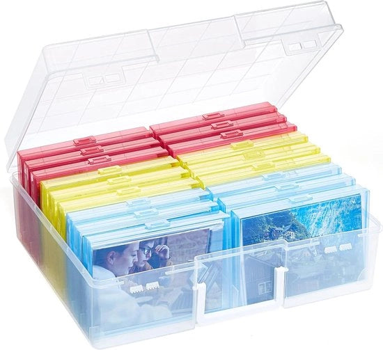 Scatola di archiviazione 10x15cm 4R - Fotocassa - Sostegno fotografico in plastica - Scatola fotografica colorata - Organizzatore di semi - Scatola di archiviazione artigianale - Carte e foto - Etichette adesive