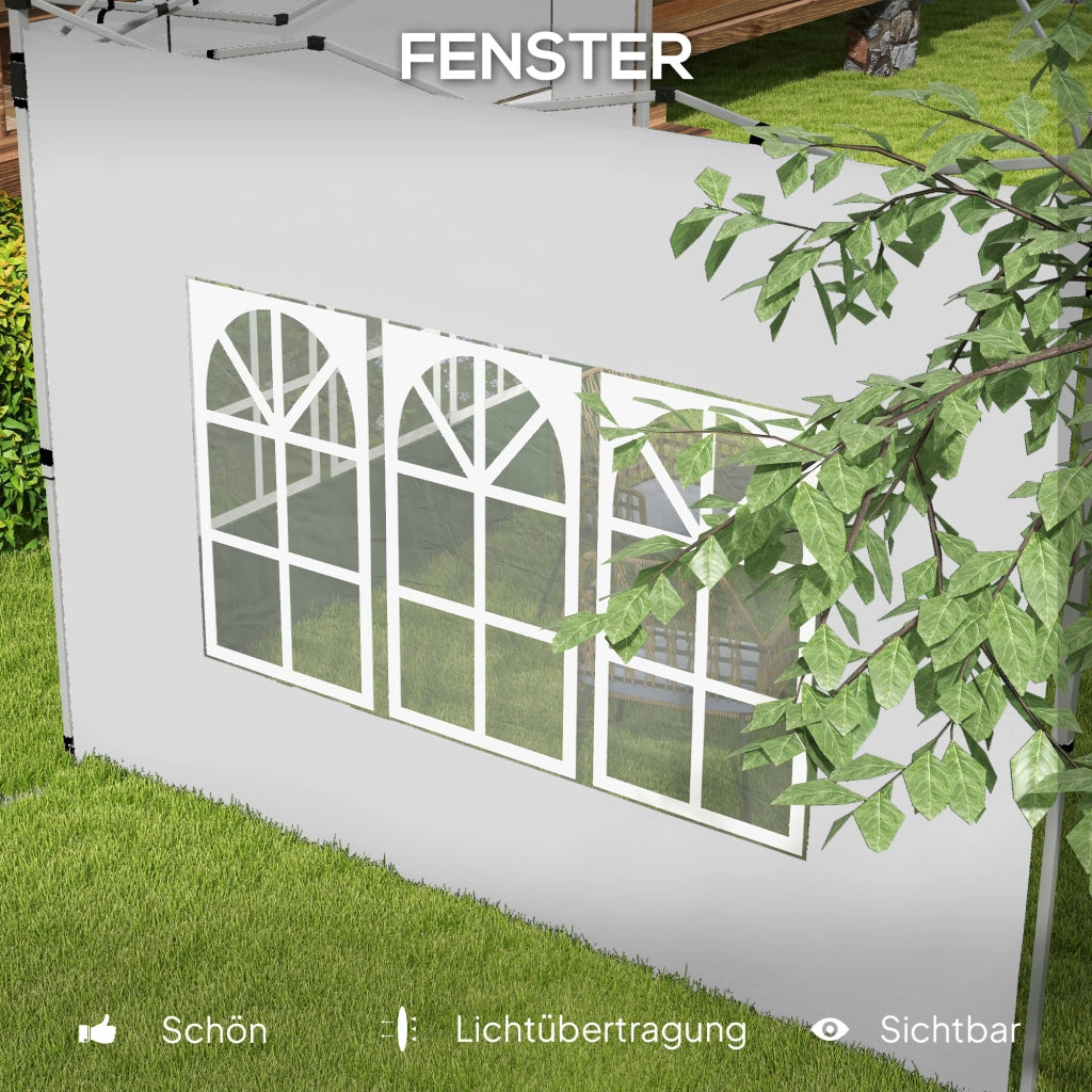 Set 2 pezzi pannelli laterali per gazebo 3x3/3x4 m con finestra ¨C zephmum ¨C bianco impermeabile