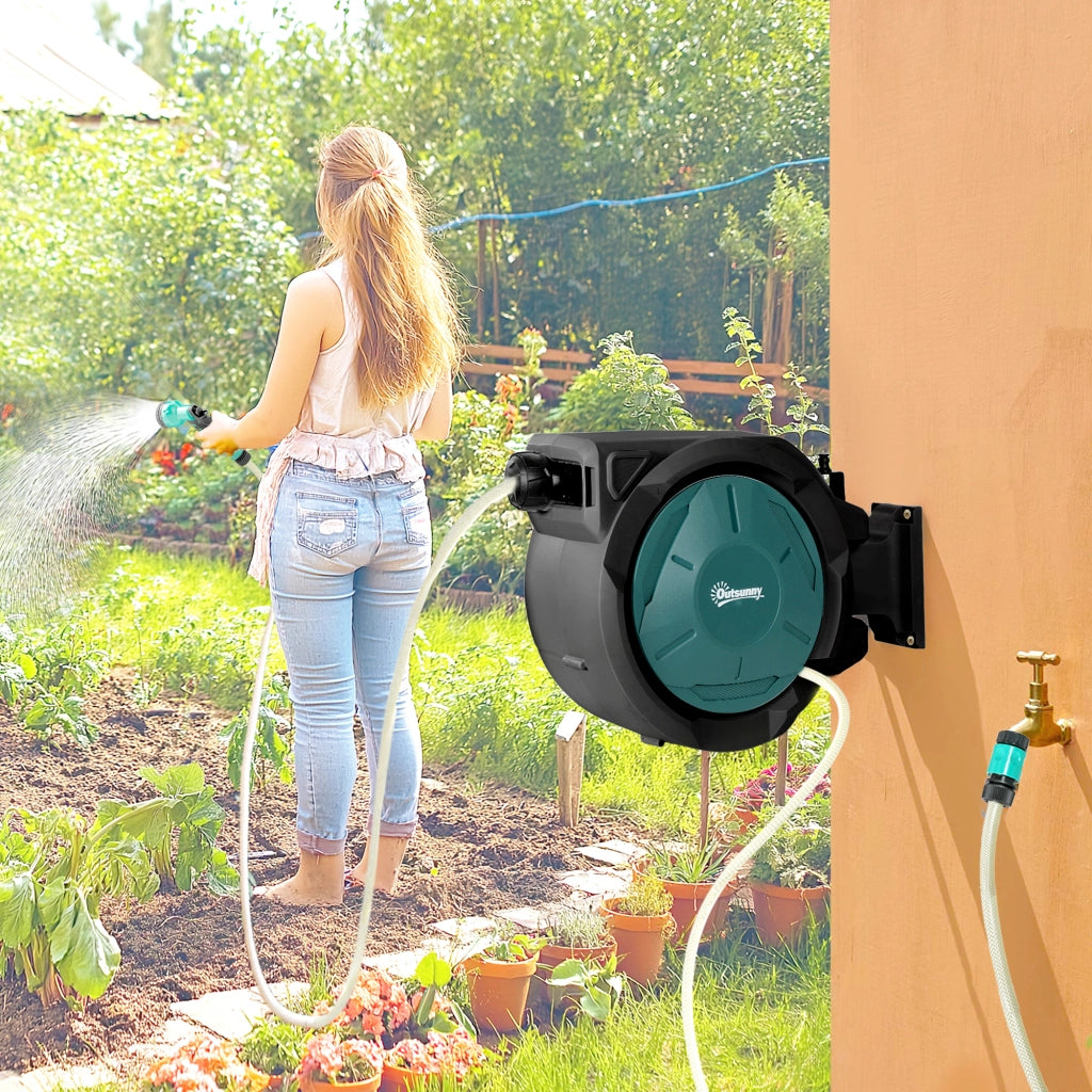 Supporto Muro per Tubo Irrigazione Retrattile 25m ¨C zephmum ¨C Verde 15mm