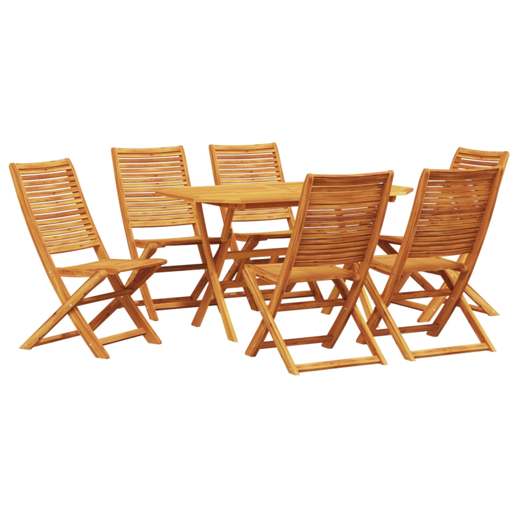 Set di Pranzo da Giardino 7 Pezzi in Legno Massello di Acacia