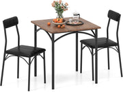 Set Tavolo e 2 Sedie, Tavolino e Sedie da Balcone con Schienali e Sedute Imbottiti, Gambe in Metallo, Mobili Salvaspazio per Cucina, Ristorante e Bistro