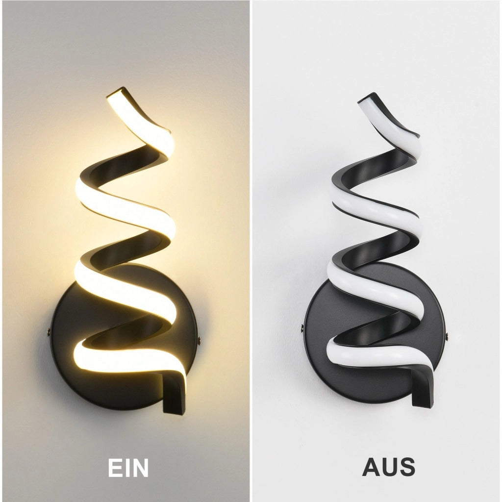 ZMH Applique a LED per interni nera moderna 7W bianco caldo per soggiorno